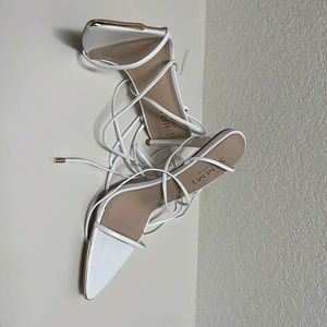 Simmi white tie up heels